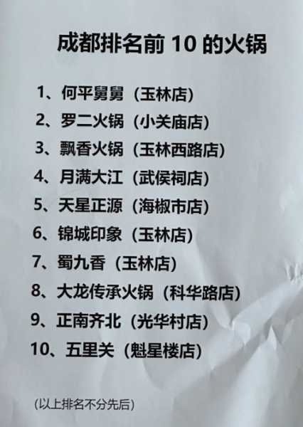 成都好吃的地方排行榜前十名（成都好吃的地方排行榜前十名推荐）